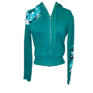 Green Roxy Zip Hoodie